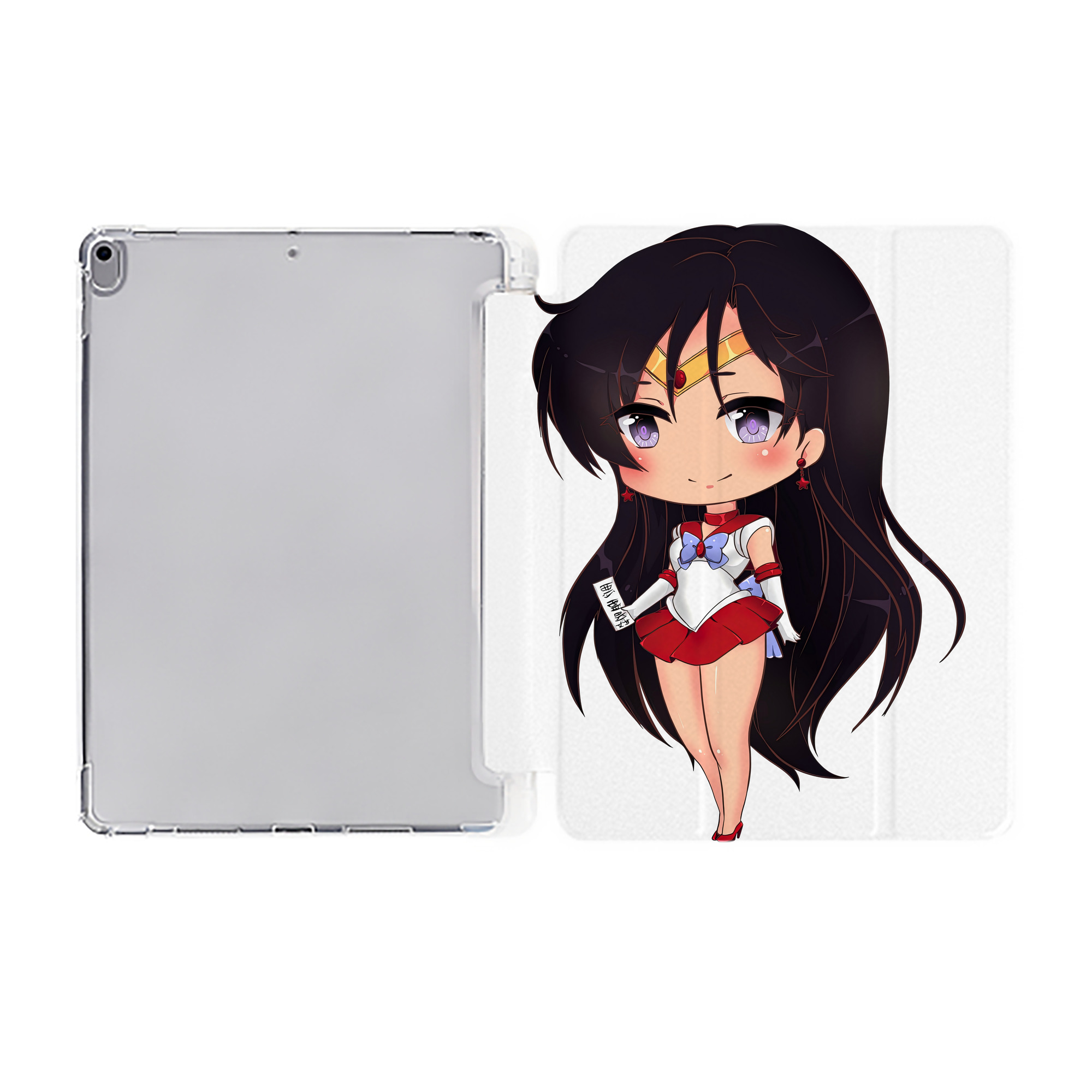 （画像用） 美少女戦士セーラームーン 火野レイ ひの レイ Sailor Moon Hino Rei （セーラーマーズ,Sailor Mars） IPad ケース ペン収納付き 三つ折りスタンド PUレザー×シリコン 対応機種9.5/10.5/10.9インチ